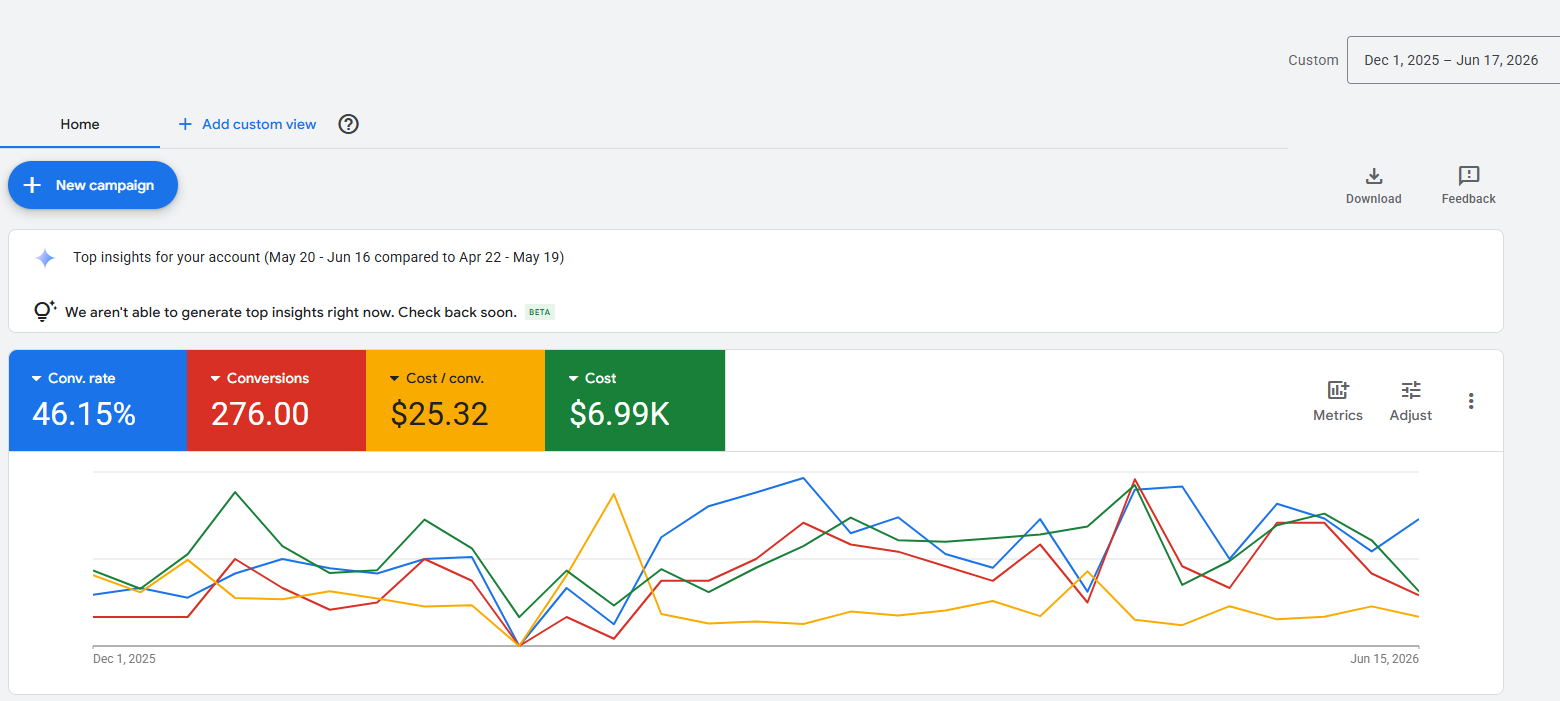 Animal Hospital: Performance Summary anonymized advertising dashboard